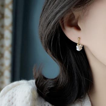 925純銀珍珠耳環女2023年新款潮高級感小眾耳墜后掛耳飾耳圈耳鏈