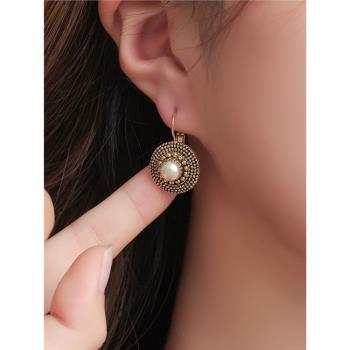 復古水晶女法式小眾設計感耳環