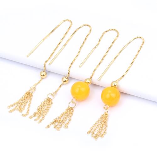 S925純銀耳線空托圓珠桶珠扣蜜蠟玉珠耳墜帶流蘇耳飾扣盒子鏈耳線