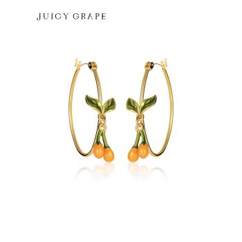 Juicy Grape原創設計耳飾女琺瑯