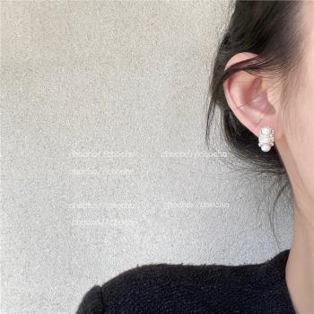 chocho/杜洛珍珠白 精致高級感復古小眾設計感法式珍珠耳釘耳飾女