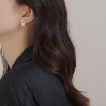 迷度小眾設計感新款潮耳環天然珍珠耳釘法式高級感復古冷淡風超仙