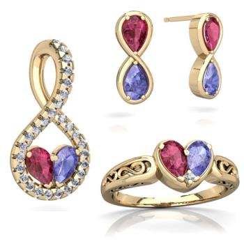 POLYSUTT創意紫色鋯石項鏈女戒指