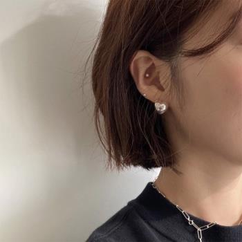 2023年新款潮愛心耳扣s925銀針耳環女韓國氣質網紅個性設計感耳釘