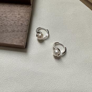 SHALLOW｜小眾設計珍珠耳扣韓國時尚個性扭線耳環耳飾品S925純銀