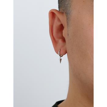 YiJian 925純銀個性耳環男錐形設計幾何六邊形耳扣朋克風耳飾女