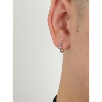 YiJian 925純銀不規則紋理耳扣耳環男簡約同款女設計感耳釘耳飾