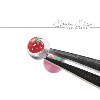 小清新草莓擰扣塑料啞鈴女耳骨釘