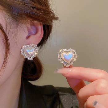 人魚姬珍珠耳環女愛心設計感小眾2023年新款潮獨特的耳釘氣質耳飾