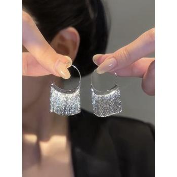金屬重工冷淡風夸張法式流蘇耳環歐美設計感鍍18k金精致高級復古