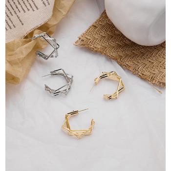 歐美夸張流行耳環創意多層幾何氣質簡約六芒星耳釘時尚簡半月耳飾