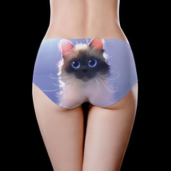 內褲可愛貓咪印花圖案冰絲卡通