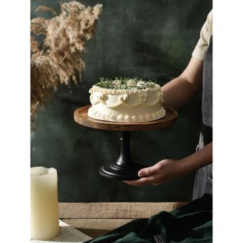 相思木高腳蛋糕盤甜品臺擺件展示架下午茶點心架木質托盤蛋糕架