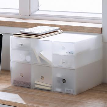 日本辦公室桌面抽屜收納盒 透明PP儲物柜化妝品文具雜物整理柜