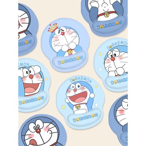 哆啦A夢護腕鼠標墊可愛卡通硅膠加厚防滑舒適3D立體手腕墊女生學習書桌墊萌物手枕游戲鍵盤男個性掌托機器貓