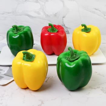 仿真燈籠椒假菜椒蔬菜水果紅青黃辣椒模型道具裝飾玩具擺件早教