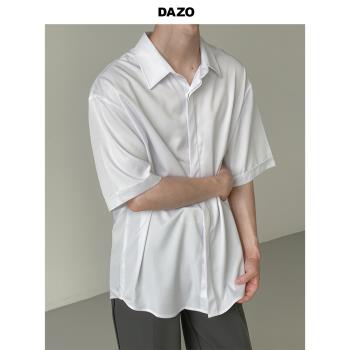 DAZO暗門襟休閑韓風流行短袖襯衫
