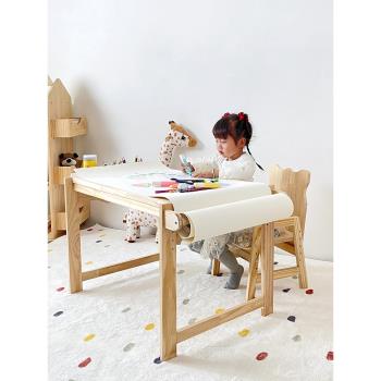 多功能積木桌兒童游戲桌寶寶學習桌畫畫桌早教手工桌松木寫字桌椅