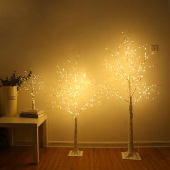 LED發光樹螢火蟲燈房間森系裝飾北歐風浪漫布置白樺樹燈落地1.8米