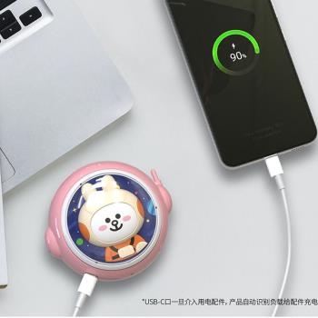 LINE FRIENDS布朗熊迷你小風扇便攜式隨身充電移動電源掛脖電扇