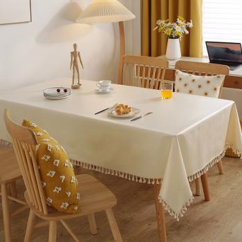 純色棉麻桌布 長方形輕奢防水防油免洗防燙ins風餐桌墊茶幾墊臺布
