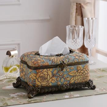 復古創意紙巾盒客廳歐式可愛茶幾遙控器多功能收納家用奢華抽紙盒