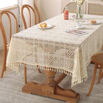 法式復古蕾絲鏤空桌布田園風拍照長條鉤花臺布茶幾蓋巾餐桌布蓋布