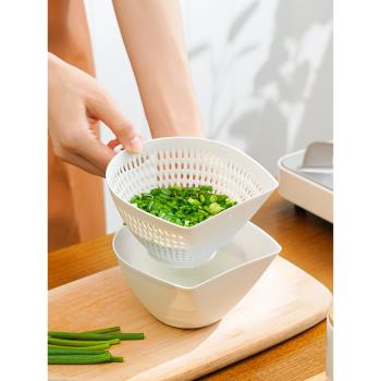 日式迷你雙層洗菜盆瀝水籃家用廚房淘米籃子蔥花洗水果神器濾水籃