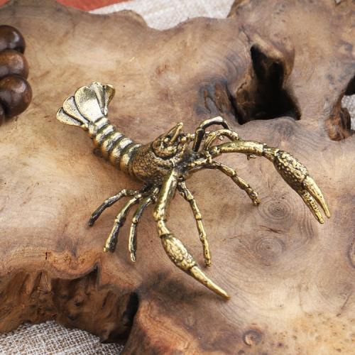 個性小龍蝦茶臺擺件純銅茶寵精品可養小茶玩壺蓋置托創意茶具配件