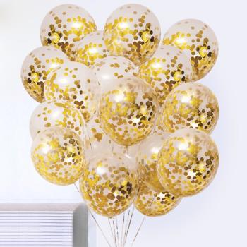 透明金色亮片氣球 情人節浪漫婚禮生日裝飾幼兒園布置桌飄銀氣球