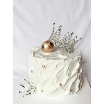 皇冠蛋糕裝飾擺件女神天鵝珍珠王冠羽毛翅膀公主甜品臺生日插件