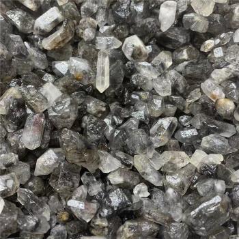天然水晶閃靈鉆黑雲母黑幽靈碎石38元一包克重190克 消磁吊飾配件