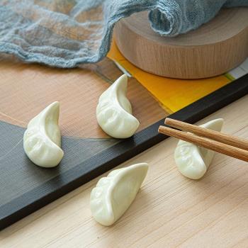 新品水餃筷子架陶瓷餃子筷子托創意小擺件