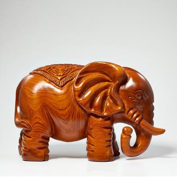 花梨木雕大象擺件一對紅木小象實木雕刻吉祥物禮品家居客廳工藝品