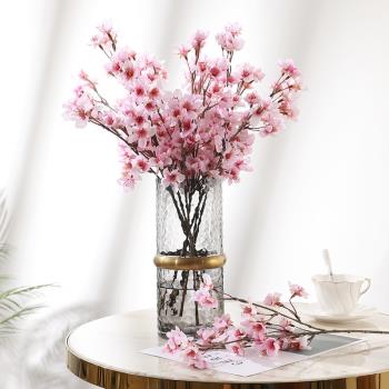 仿真花桃花短枝小櫻花婚慶布置拍攝道具假花家居客廳桌面擺放裝飾