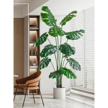 北歐風仿真植物仿生綠植盆栽龜背竹假樹室內客廳落地沙發裝飾擺件