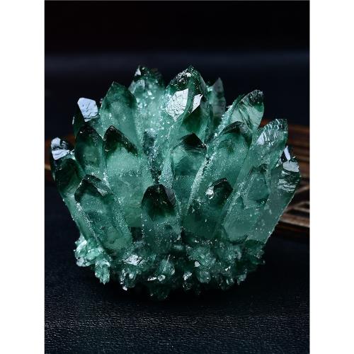 天然綠水晶簇擺件手鏈消磁凈化綠幽靈原石家居辦公室裝飾品擺設|擺飾