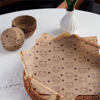 方形卡通小熊烘焙油紙墊紙托防油裝飾蛋糕墊紙三明治野餐裝飾紙墊