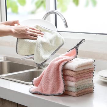 家用可掛式珊瑚絨擦手巾 易清洗廚房清潔巾吸水抹布洗碗布清潔布j