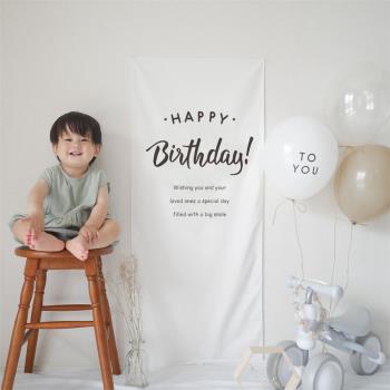 ins日式韓國寶寶生日宴會百天周歲布置拍照背景海報畫報派對用品