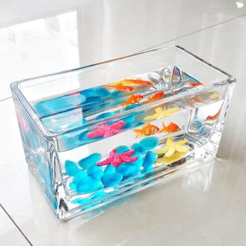 魚缸超白玻璃小型迷你長條加厚辦公室龜缸金魚缸書桌造景瓶斗魚缸