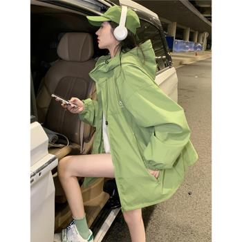 vintage美式綠色沖鋒衣外套男女春秋三合一戶外情侶潮牌機能風衣