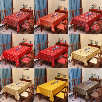 新中式綢緞布藝餐桌桌布布藝現代簡約長方形臺布客廳中國風