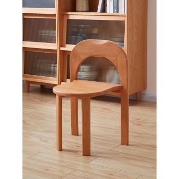 壹玖筑夢空間日式實木創意餐椅現代簡約家用臥室ins設計師書桌椅