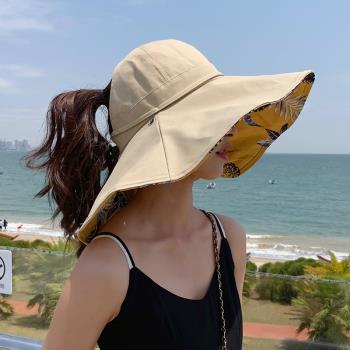 女夏季扎馬尾空頂防紫外線遮陽帽