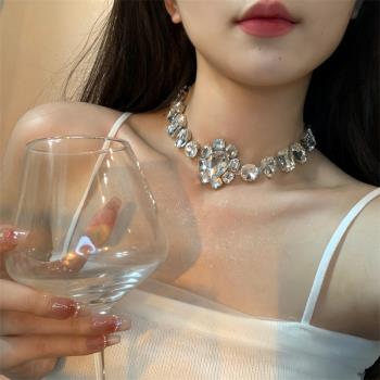 項鏈女輕奢小眾設計高階感誇張水鉆鎖骨鏈禮服配飾choker裝飾頸鏈