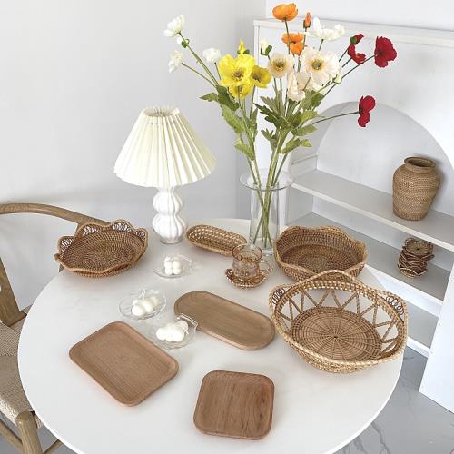 ins日式和風木盤簡約餐盤桌面收納拍照道具北歐風料理西餐平盤子