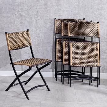 藤編折疊椅凳子簡約戶外庭院休閑茶幾桌椅組合編織陽臺藤椅三件套