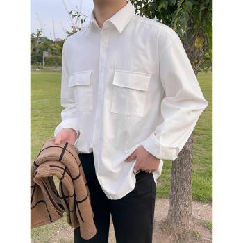 MRCYC長袖襯衫男士春秋季休閑韓版寬松襯衣服高階感工裝寸衫外套