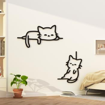 可愛貓咪ins風貼紙網紅房間改造用品女生主臥室床頭背景墻面裝飾